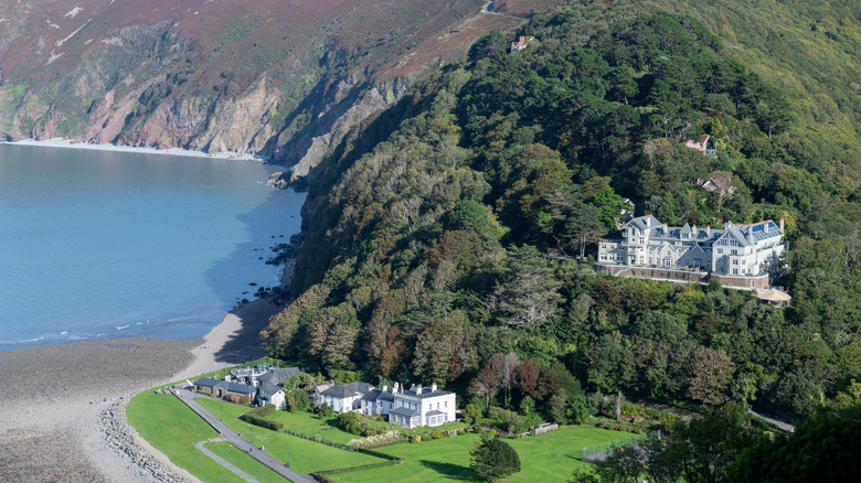 Dramatic coast hills rise high above the village of Lynmouth.