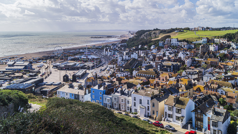 hastings skyline with beach and housing