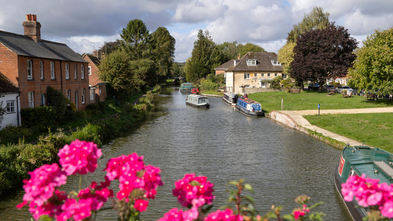Boats in the canal in Hungerford, England