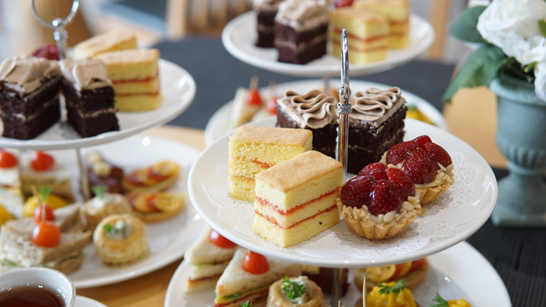 Close up of afternoon tea stand