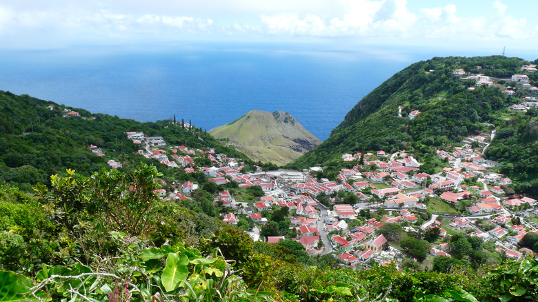 Hill village on tropical island