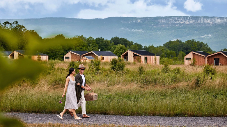 Couple walking at Wildflower Farms