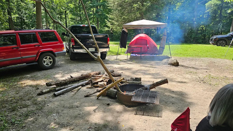 Campfire at Salamonie River State Forest's campground