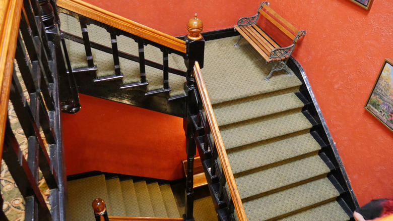 The main staircase at the Crescent Hotel & Spa