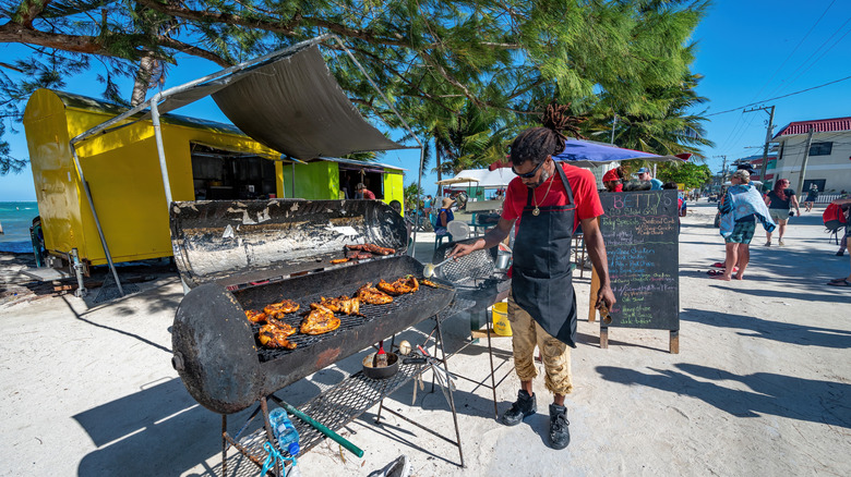 Streetside barbecues on Caye Caulker, Belize
