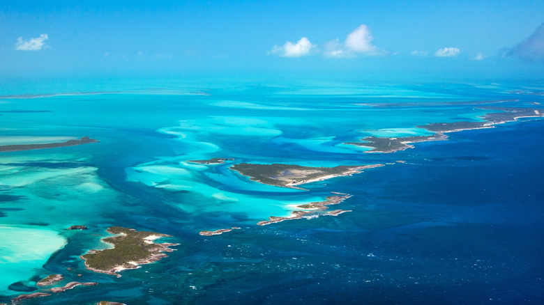 view of Bahamas islands from above