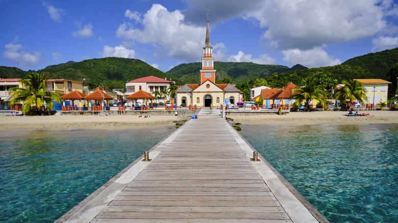 A church at the end of a boardwalk in Martinique