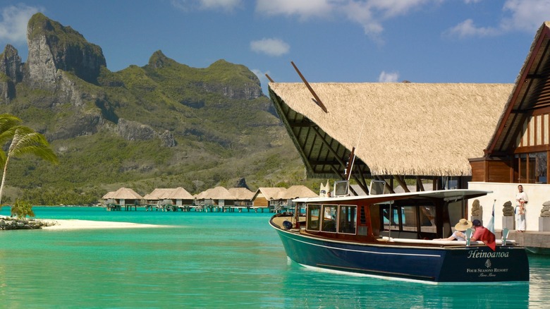 View of the Four Seasons boat heading to Four Seasons Resort Bora Bora