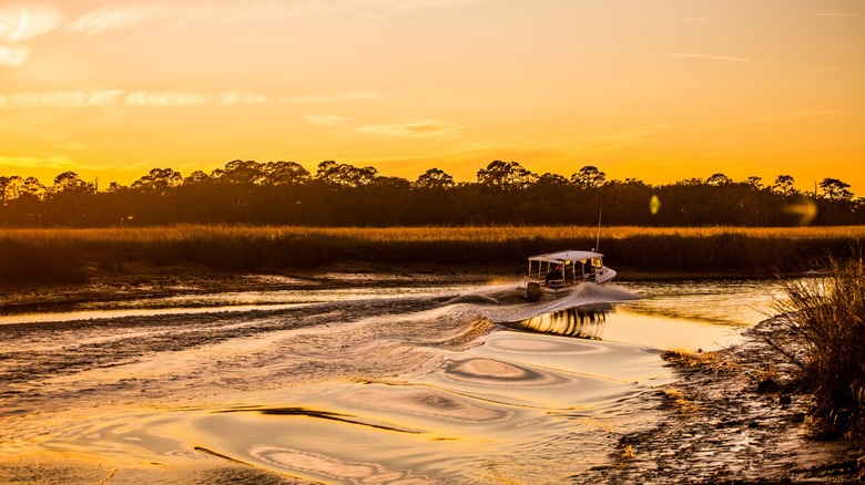 View of boat arrival to the Lodge on Little St. Simons Island