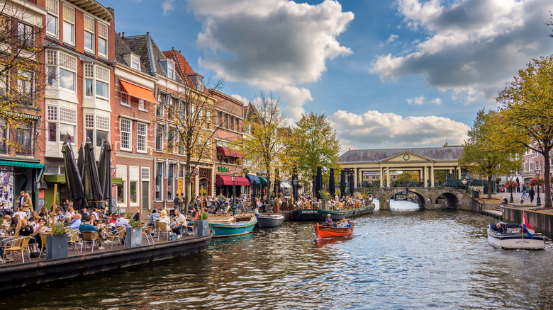 A canal in the centre of Leiden