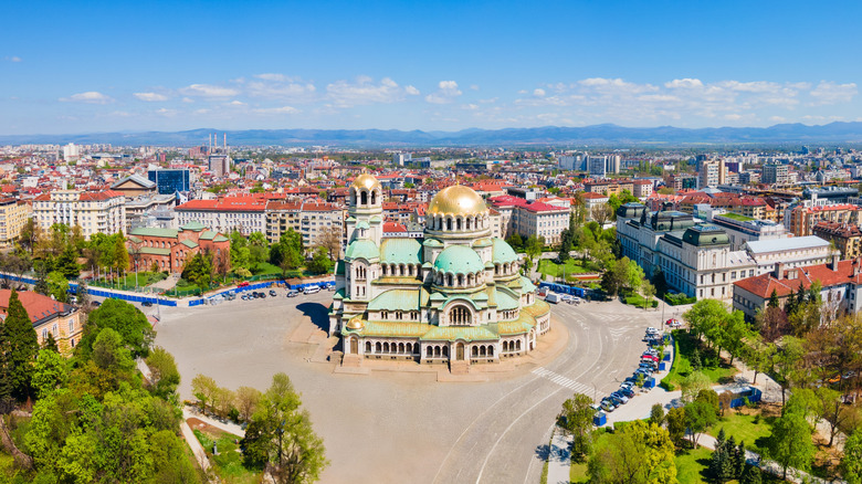 A cathedral in the center of Sofia, Bulgaria