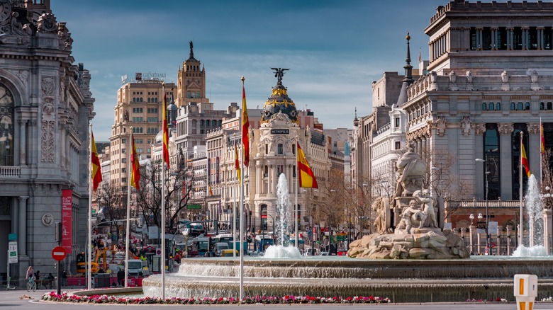 Fountain in Plaza in Madrid
