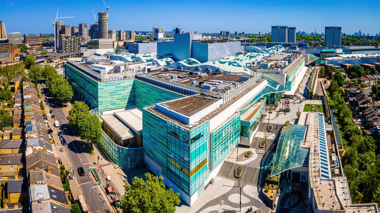 Aerial view of Westfield London shopping mall in Shepherd's Bush, London