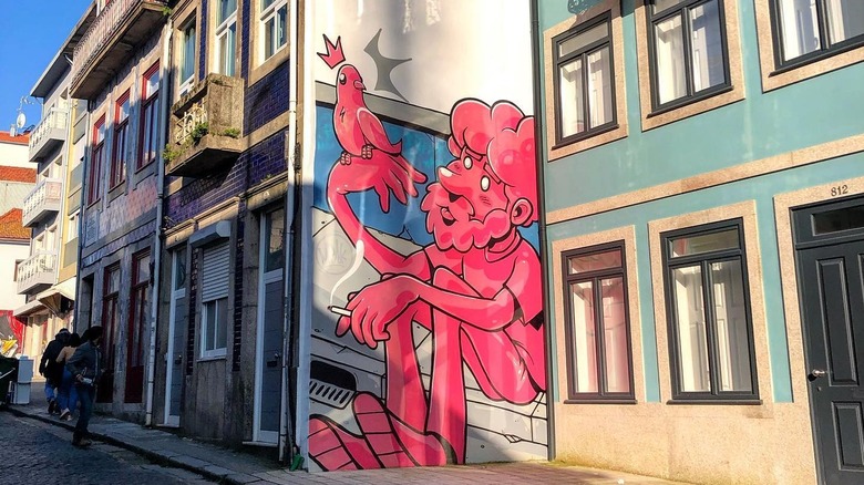 Street art on Rua do Bonjardim in Porto, Portugal