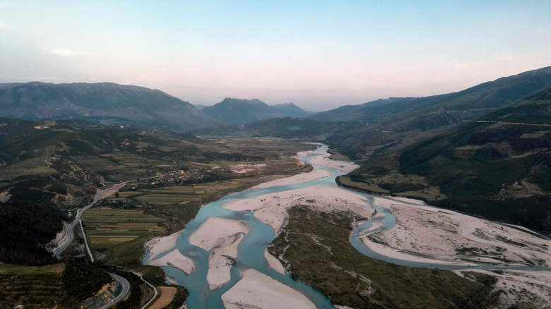 Vjosa river and tributaries from above