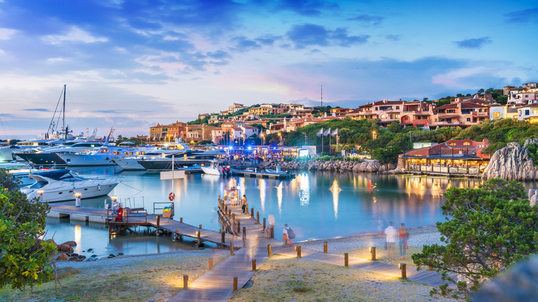 View of the harbor of Porto Cervo in Sardinia
