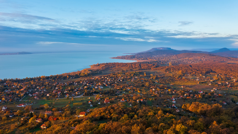 Ariel view of Lake Balaton, Hungary