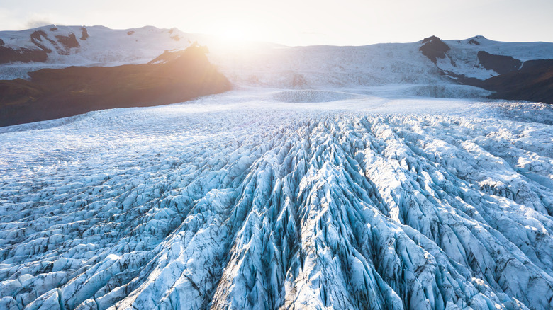 Vatnajökull glacier expansive aerial shot