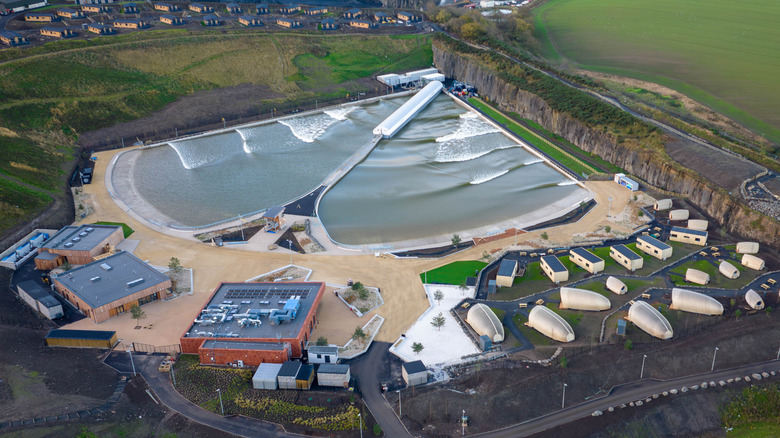 Aerial shot of the Lost Shore Surf Resort