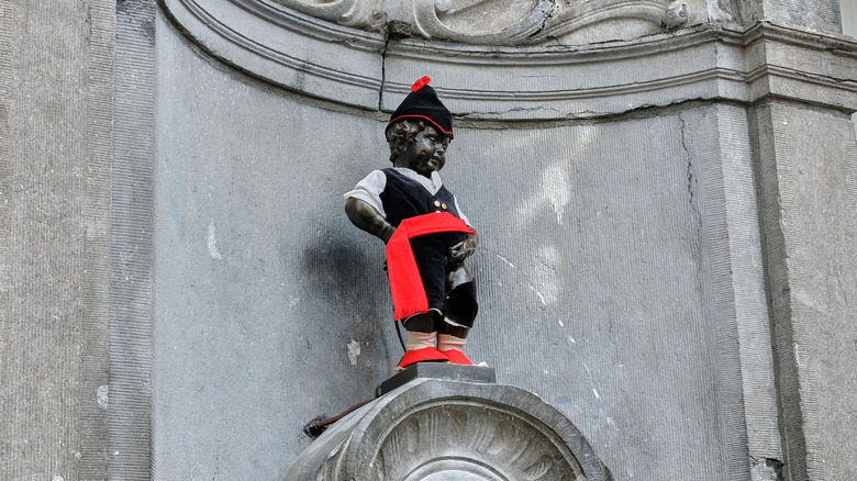 Brussels' Manneken Pis in a costume