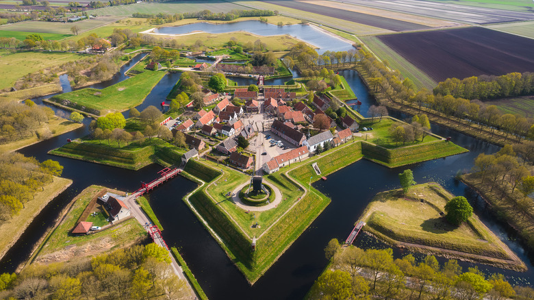 The star shaped village of Bourtange as seen from above