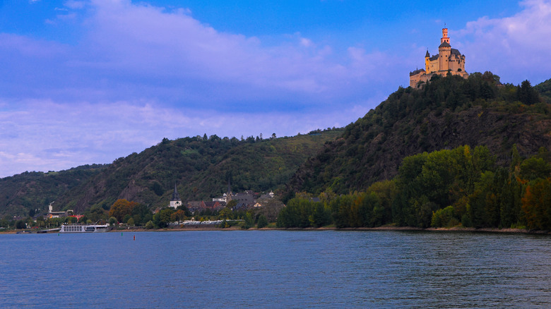 Marksburg Castle overlooking the Middle Rhine River Gorge, Germany