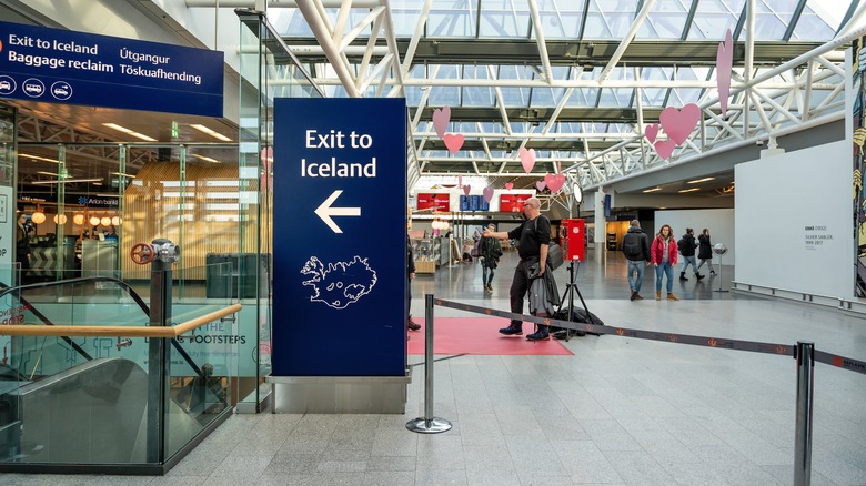 Arrivals hall at Reykjavik-Kaflavik Airport in Reykjavik, Iceland