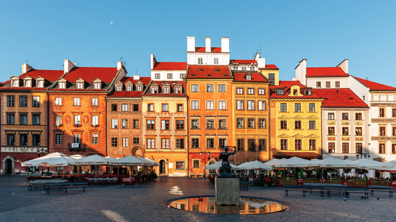 Colorful houses in the Warsaw Old Town, Poland