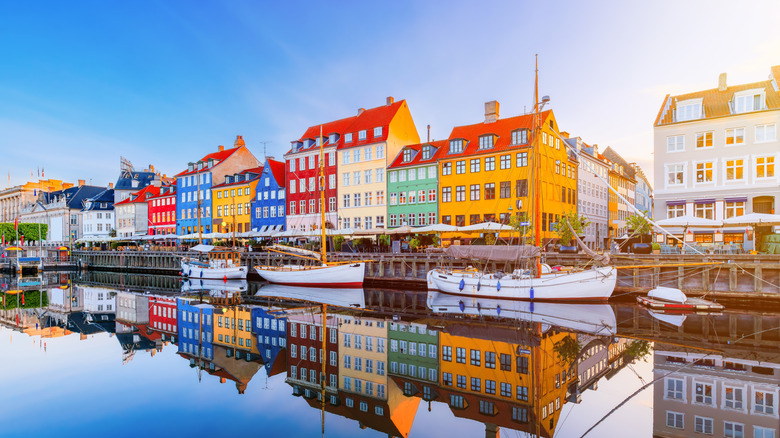Colorful houses and buildings along the harbor in Copenhagen