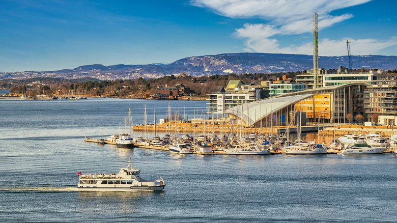 Skyline of Oslo next to the harbor in Norway