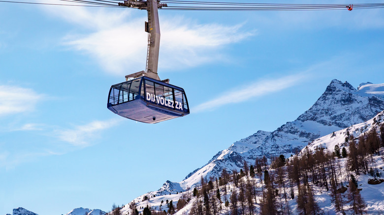 A cable car to the summit of Diavolezza in Pontresina, Switzerland