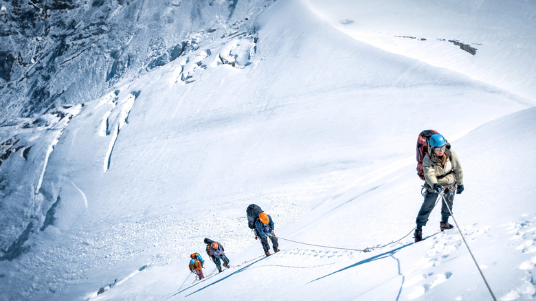 A group of four climbers attempting to summit Mount Everest, the world's tallest mountain, in Nepal