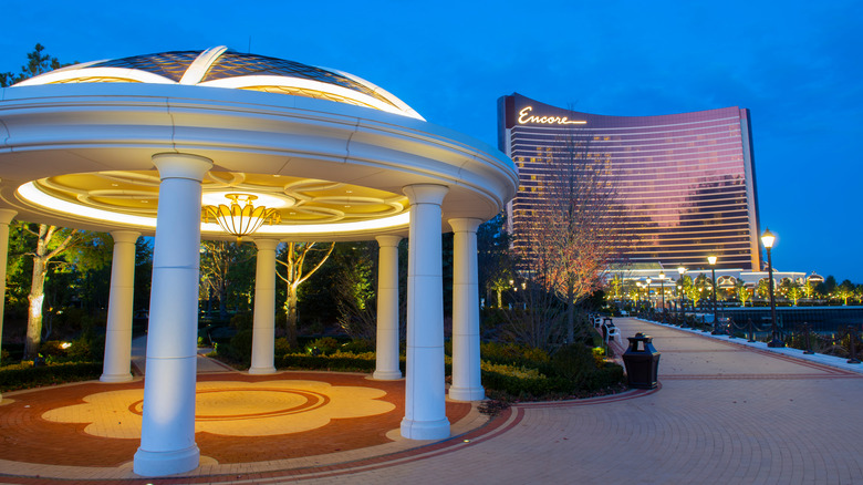 Encore Boston Harbor at night in Everett, Massachusetts