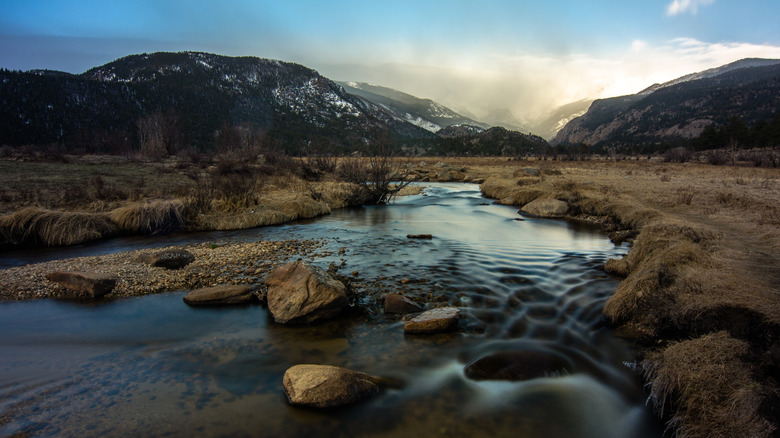 Moraine Park meadows at sunrise in Rocky Mountain National Park, near Estes Park, and about an hour northwest of Denver, Colorado