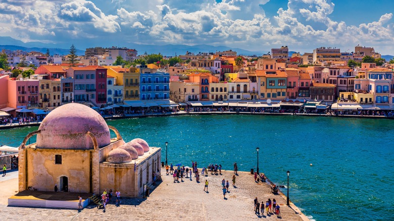 Greek city with colorful houses