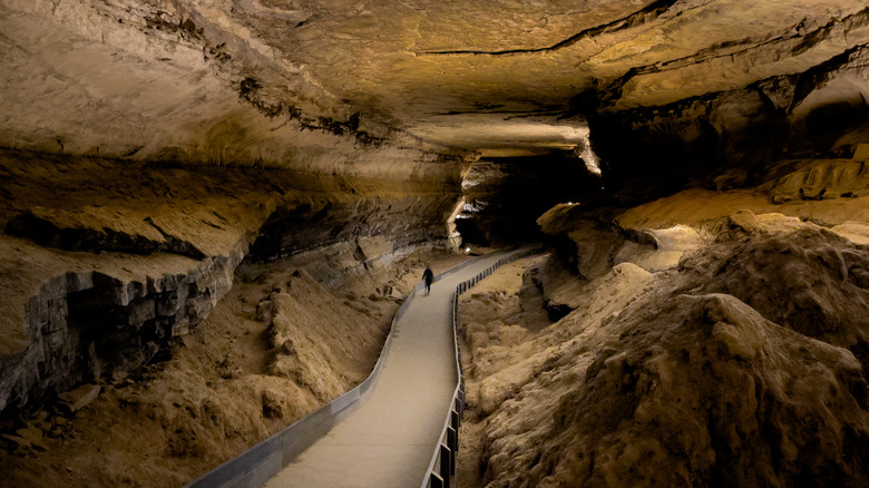 lone figure inside mammoth cave
