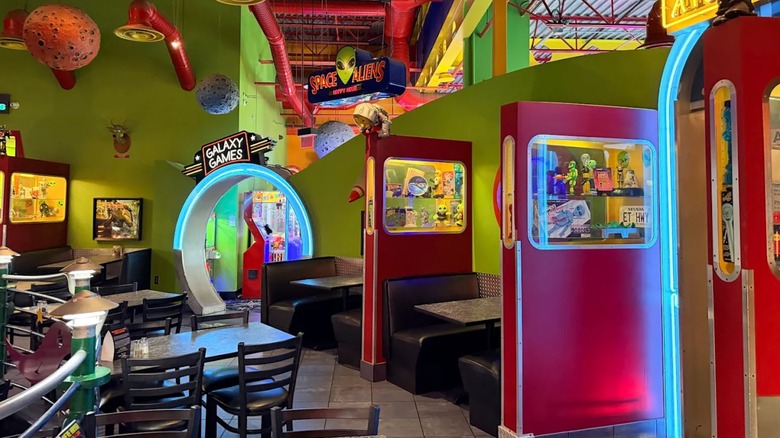 The interior of Space Aliens Grill & Bar
