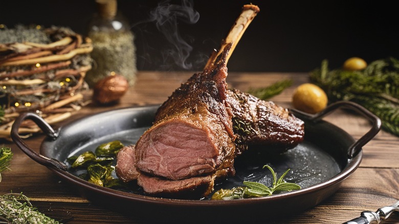 A photo of a leg of lamb served fresh from the farm
