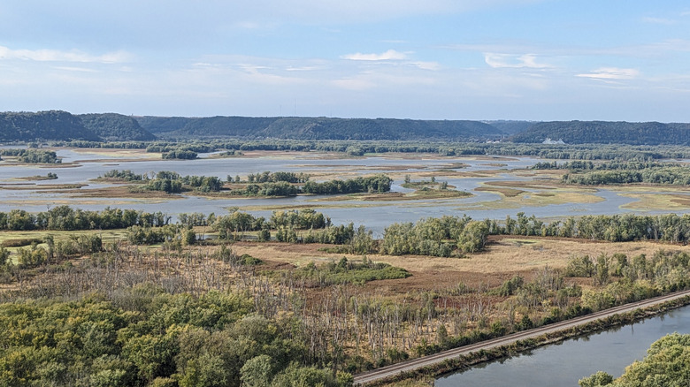 Wetland scenery with limestone bluffs around the Mississippi River near Ferryville, Wisconsin