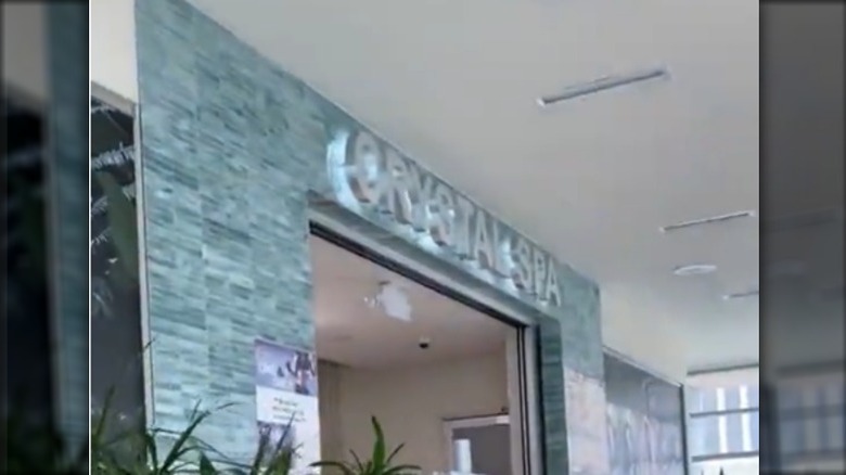 Front door sign for Crystal Spa in Los Angeles