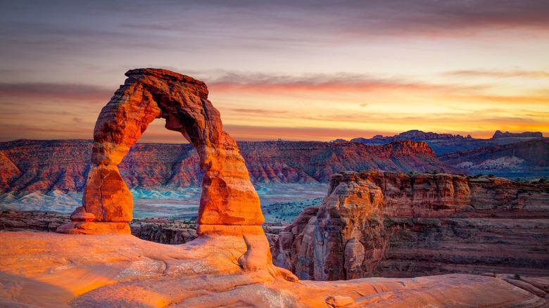 A view of The Delicate Arch at Arches National Park in Utah.