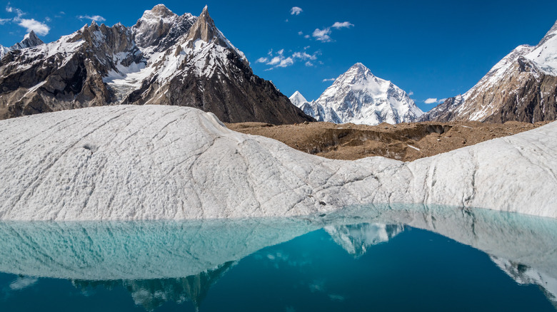 Reflection of K2 mountain in a glacial lake
