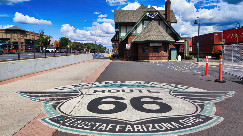 Flagstaff Visitor Center and Route 66 sign