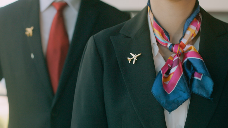 Flight attendants standing together