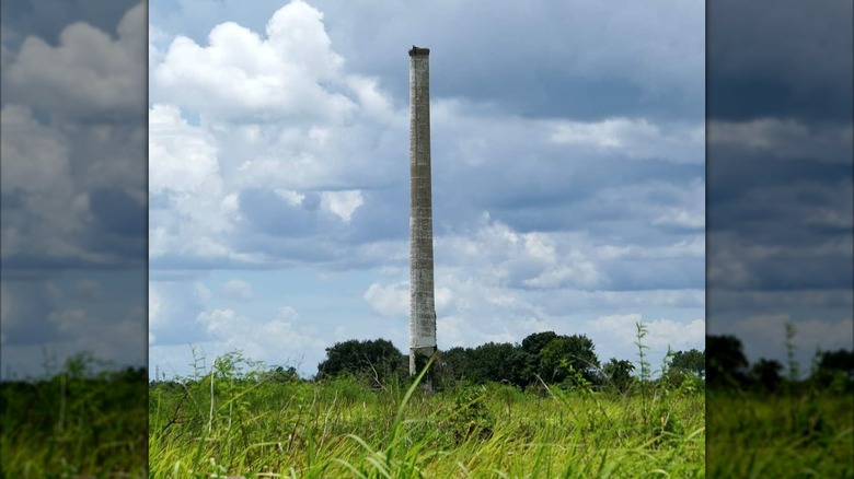 Lone smokestack in the ghost town of Brewster, Florida