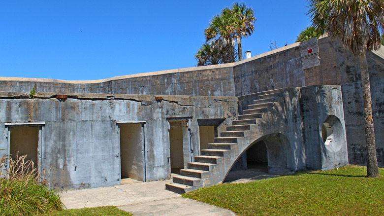 Leftover military structures in the ghost town of Fort Dade on Egmont Key, Florida
