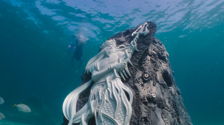 Poseidon sculpture at the Guardians of the Reef site in Florida
