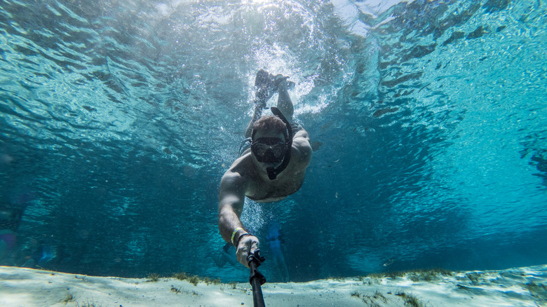Snorkeler in the crystal clear water at Silver Glen Springs in Florida