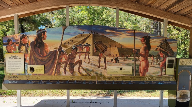 Multipanel panoramic painting of Indigenous people