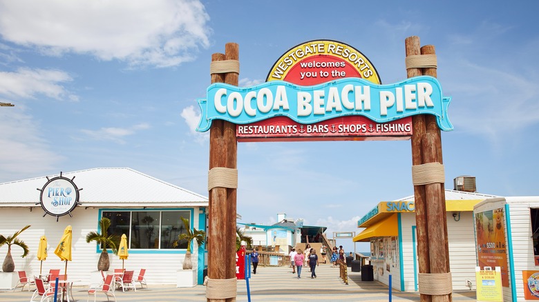 The sign for Cocoa Beach Pier
